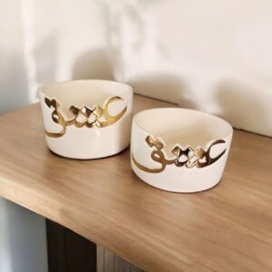 Golden Calligraphy Ceramic Bowl