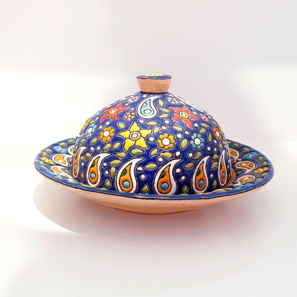 Minakari on Ceramic Stand Bowl with Lid