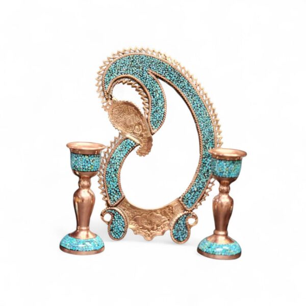 Persian turquoise inlay Haft-Seen 7Sin set arranged for Nowruz decoration