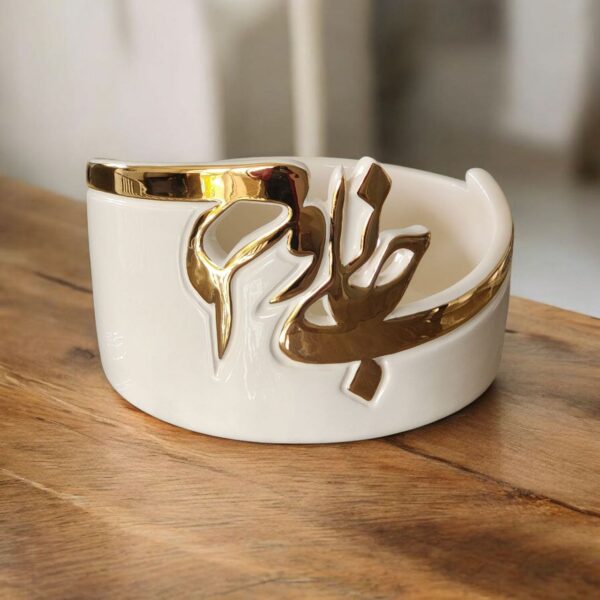 Golden Calligraphy Ceramic Bowl